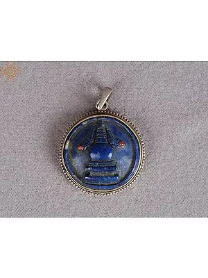 Silver Figure Pendant with Lapis Lazuli Stone