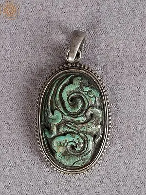 Silver Figure Pendant with Emerald Stone