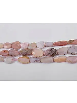 Pink Opal Faceted Flat Tumbles (Price of 1 String)