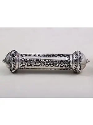 Sterling Silver Scroll Holder | Cylindrical Designed Container