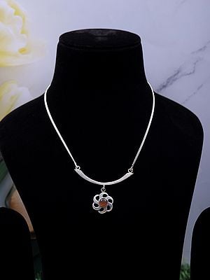 Beautiful Sterling Silver Necklace with Carnelian Stone
