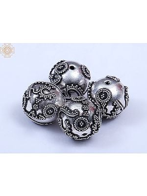 Sterling Silver Om Beads ( 4 Pieces )