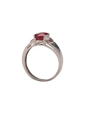 Designer Sterling Silver Ring with Faceted Gemstone