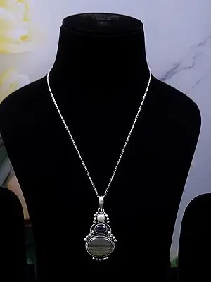 Sterling Silver Pendant with Labradorite, Amethyst, and Pearl Stone
