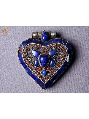 Silver Heart Decorated Ghau Pendant