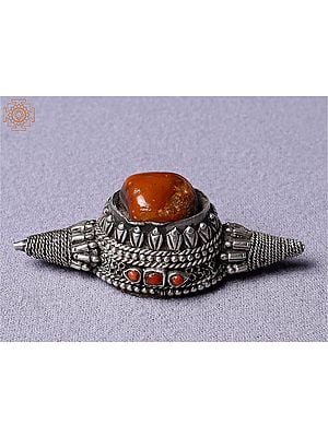 Silver Tibetan Red Stone Pendant