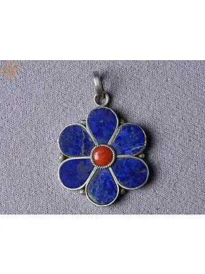 Silver Blue Flower Pendant | Sterling Silver Necklace from Nepal