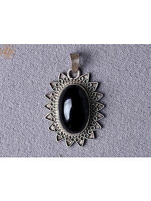 Star Black Onyx Silver Pendant from Nepal