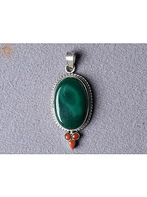Green Onyx Silver Pendant from Nepal