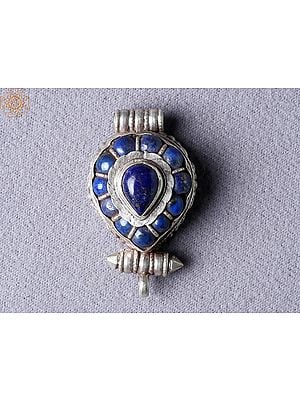 Tibetan Ghau Navy Blue Pendant | Sterling Silver Jewelry from Nepal
