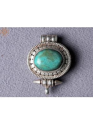 Tibetan Ghau Turquoise Pendant | Sterling Silver Jewelry from Nepal