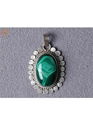 Green Ocean Onyx Gemstone Silver Pendant from Nepal