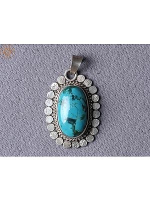 Turquoise Onyx Gemstone Silver Pendant from Nepal