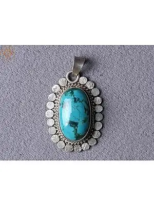 Turquoise Onyx Gemstone Silver Pendant from Nepal