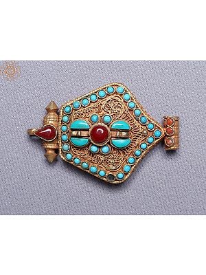 Multiple Stone Ghau Copper and Gold-Plated Pendant