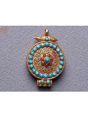 Turquoise Ghau Pendant Silver Gold Plated