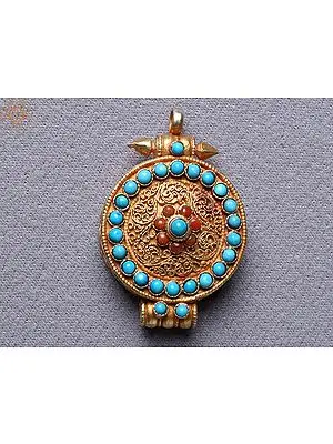 Turquoise Ghau Pendant Silver Gold Plated