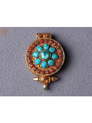 Turquoise Round Ghau Pendant Silver Gold Plated