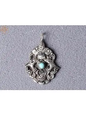 Ashtamangala Turquoise Silver Pendant