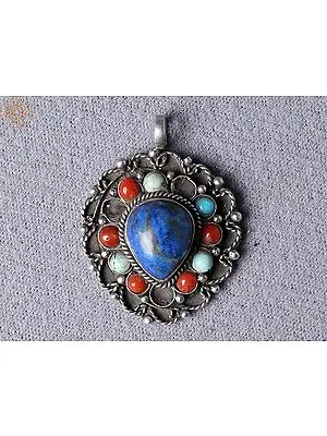 Lapis Lazuli Multi Stone Silver Pendant