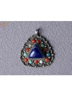 Lapis Lazuli Multiple Stone Silver Pendant