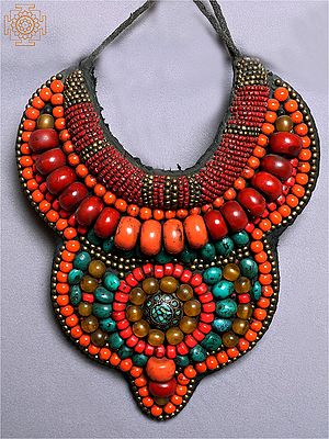Coral and Torquoise Stone Necklace from Ladakh