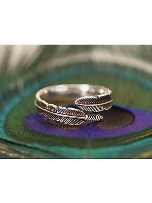 Feather-Textured Adjustable Ring | Sterling Silver Rings