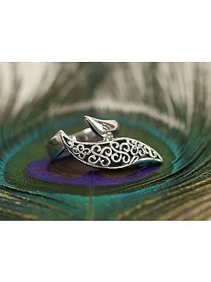 Leaf-Shaped Adjustable Ring | Sterling Silver Rings