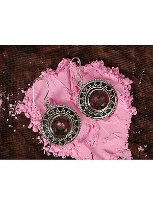 Sheild-Shaped Mystic Topaz | Sterling Silver Earrings