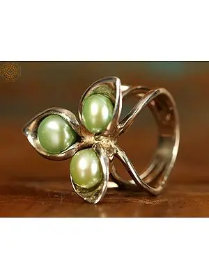 Green Pearls Triple-Layered | Sterling Silver Rings
