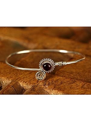 Stone and Spiral Open Bracelet | Sterling Silver Bracelet