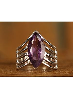 Designer Cage Ring With Stone | Sterling Silver Ring