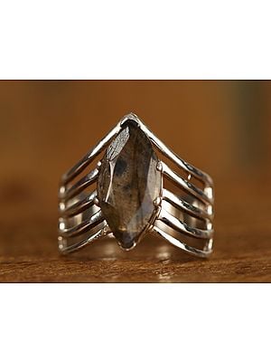 Designer Cage Ring with Stone | Sterling Silver Ring