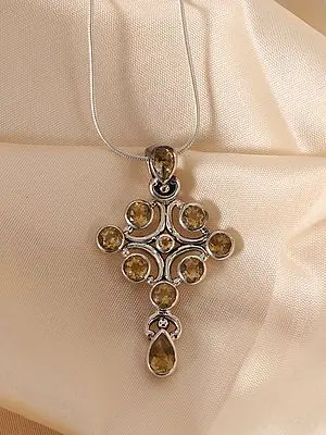 Designer Citrine Pendant | Sterling Silver Pendant