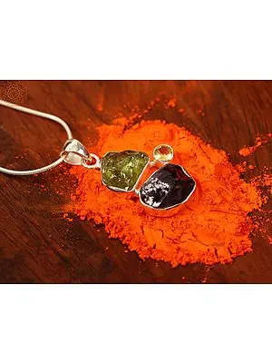 Natural Amethyst and Peridot Stone | Sterling Silver Pendant