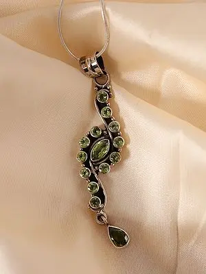 Designer Multiple Peridot Stone | Sterling Silver Pendant