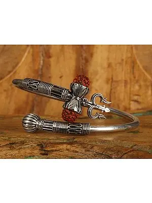 Shiva Trident with Rudraksh | Sterling Silver Bracelet