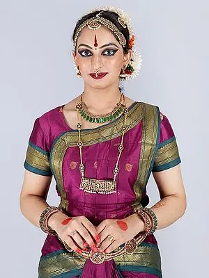 Set of Two Bharatanatyam Silver Necklaces
