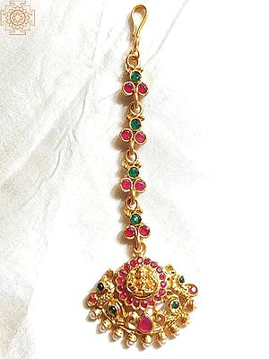Temple Design Maang Tikka with Multicolor Stones