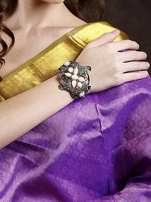 Designer Flying Fish Bracelet with Diamond, White Opal and Tourmaline