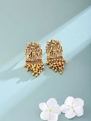 Brass Ram Darbar Chandbali Earrings