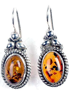 Oval Amber Earrings