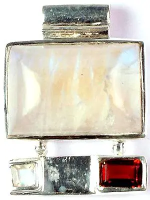 Rectangular Moonstone with Garnet