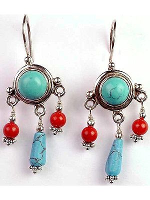 Turquoise Coral Earrings