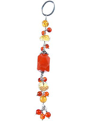 Carnelian and Citrine Beaded Pendant