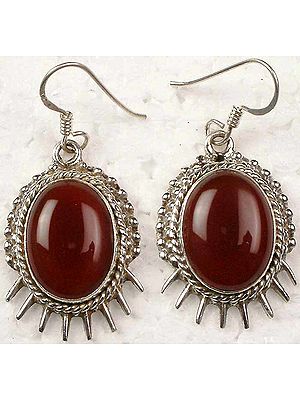 Carnelian Earrings with Spikes