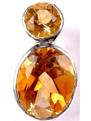 Double Stone Faceted Citrine Pendant