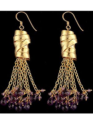 Faceted Amethyst Gold Plated Shower Earrings