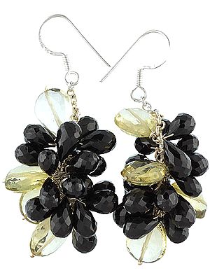 Faceted Black Onyx and Lemon Topaz Earrings