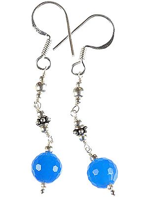 Faceted Blue Chalcedony Beaded Earrings
